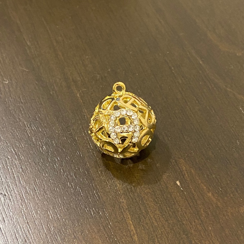 Letter A big gold ball necklace charm
